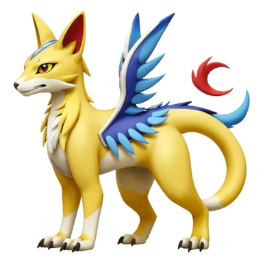 Latias-Vernid-Lombax-Koraidon-Renamon-Zeraora-Bastet-Fakémon-Digimon-hybrid-fusion-creature, full body sticker