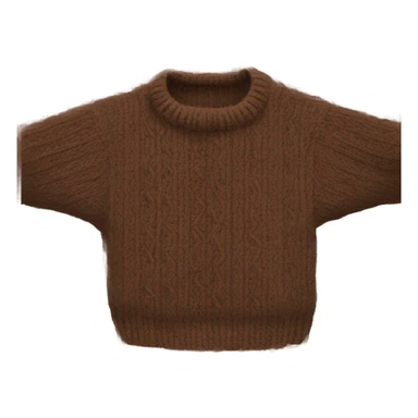 Brown cropped oversize wool sweater, isolated sticker