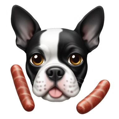 Boston terrier black & white with sausage sticker