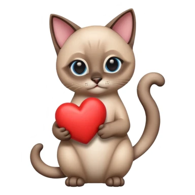 The Siamese cat is holding a heart 3d sticker
