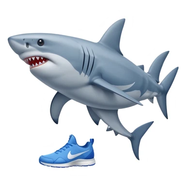 a shark with legs wearing blue nike shoes sticker