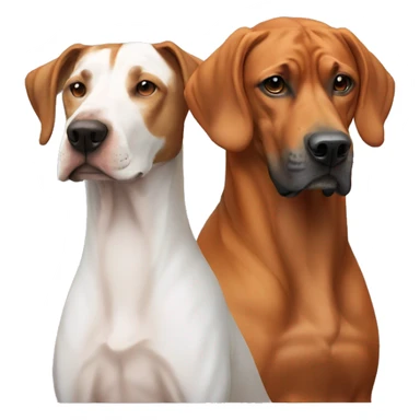 white man with long rainbow colored hair alongside a brown rhodesian ridgeback sticker