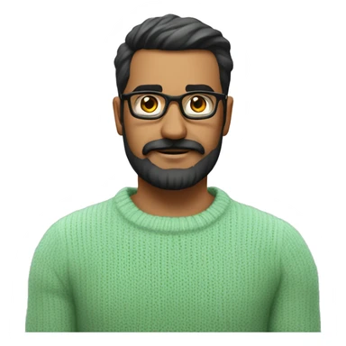 indian man, early 30's with a beard and moustache, dark rimmed glasses, wearing a mint green knitted crew neck jersey. He is a High Voltage Substation design engineer sticker