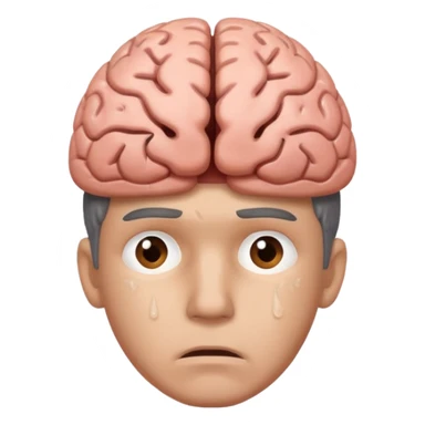 a worried man that dont know what to do and with the brain out of your opened head sticker
