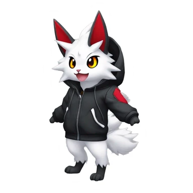 Dark Anthro Cool Kawaii Litten-Absol-Zangoose-Pokémon Punk Techwear Hoodie Cargo Collar sticker