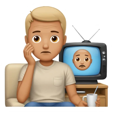 bored man watching television sticker