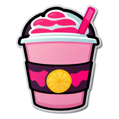 Pink Cup of coffee with lemonade sticker