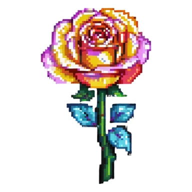 vibrant colors rose in pixel art style sticker