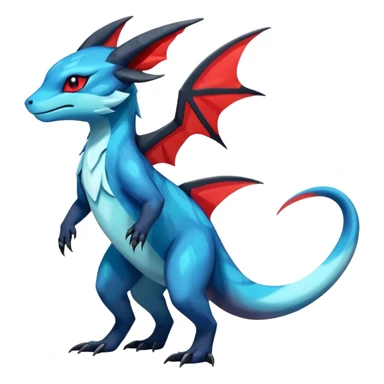 Shiny Sparkly Red Colorful Dark Shiny Exotic Salandit-Aurorus-Glaceon-Fakémon-hybrid-creature (full body)  sticker