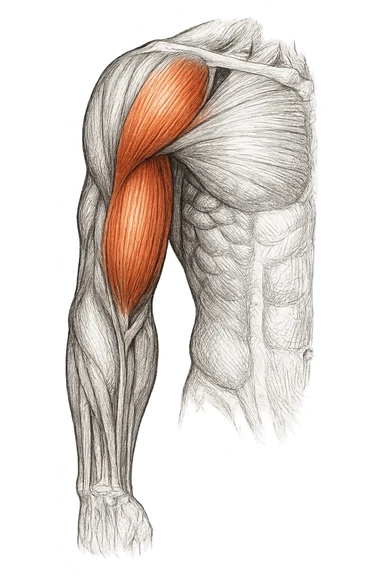 tricipite visto anatomicamente , colora solo il tricipite, il resto fallo in bianco e nero sticker