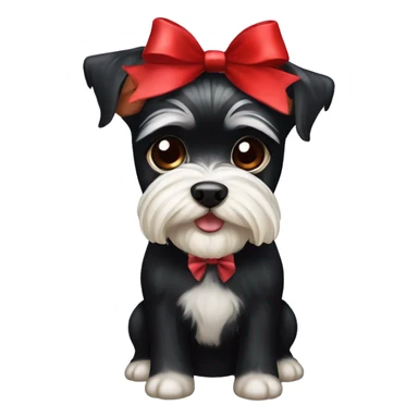 black Biewer Terrier with red Christmas bow sticker