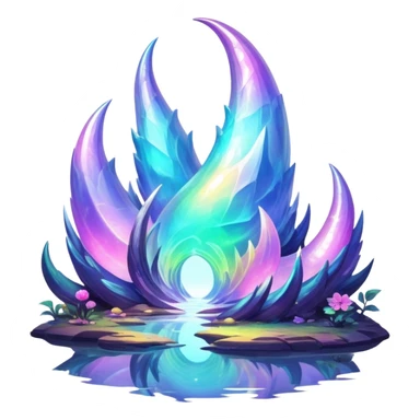 Epic complex iridescent aesthetic-Fakémon-creature-scenery sticker
