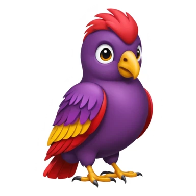 emoji de papagayo morado, rojo y amarillo (sin otros colores) sticker