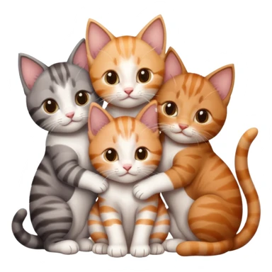 3 kittens cuddling together all different colours, the first one is grey and white, the second is ginger and white and the third is brown tabby and white sticker