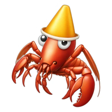 Lobster with a party hat sticker