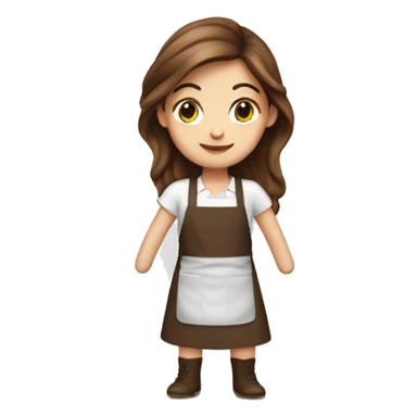 white girl with long brown hair in an apron sticker