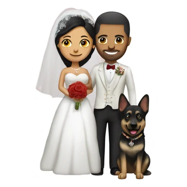 Mexican bride and bald groom with German shepherd  sticker
