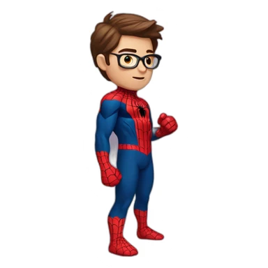 peter parker with his spiderman suit sticker