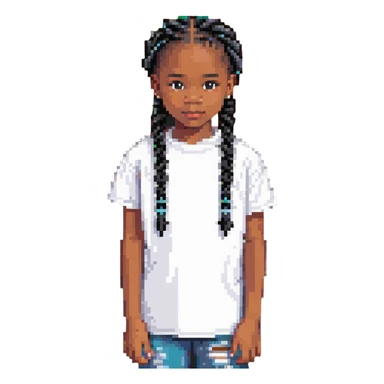 african american kid with a white tee and black braids sticker