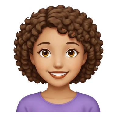 Girl showing happiness, medium skin tone, short curly hair sticker