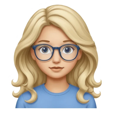 Fille 20ans qui a des cheveux long et blond et wavy avec des lunettes et des yeux bleu- gris sticker