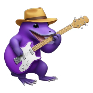purple platypus playing guitar sticker