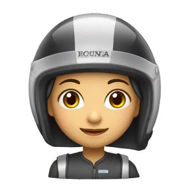 Vendedora feminina com capacete da Honda e uma placa escrito "Honda Lindinha" sticker