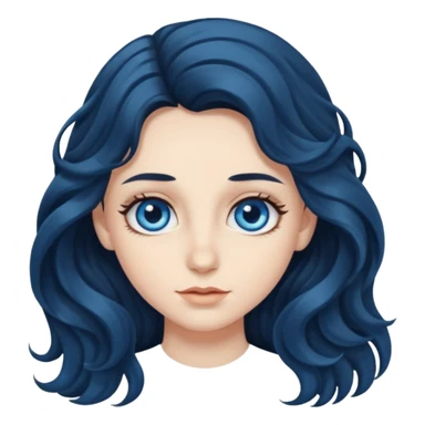 long dark wavy hair with big blue eyes and long dark eyelashes sticker