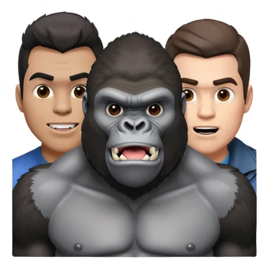 a sigma mewing named me and a gorrikla getting mewed on by the sigma the gorrila name is lance gaco sticker