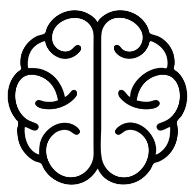 stylized brain icon, minimal, outlined sticker