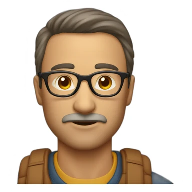 Hombre de 43 años, guapo, con gafas, atuendo de otoño sticker