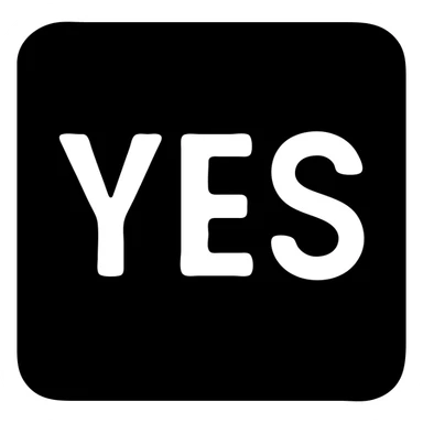 Place the text 'YES' inside a solid green colored box. The text should be straightforward and blocky. The background outside the box should be transparent. sticker