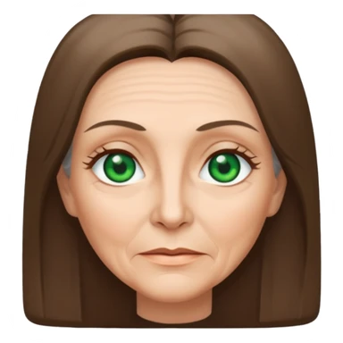 Pretty older woman with green eyes and long straight Ash-brown hair and square face  sticker
