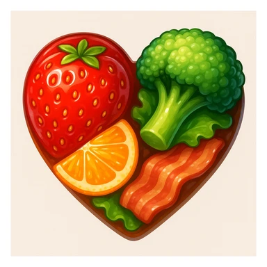 food heart emoji, shiny sticker