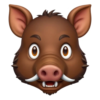 Wild boar face with long tusks emoji realistic sticker