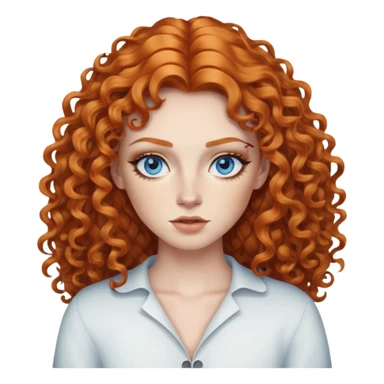 pretty long hair cury ginger baddie with eyeliner and blue eyes sticker