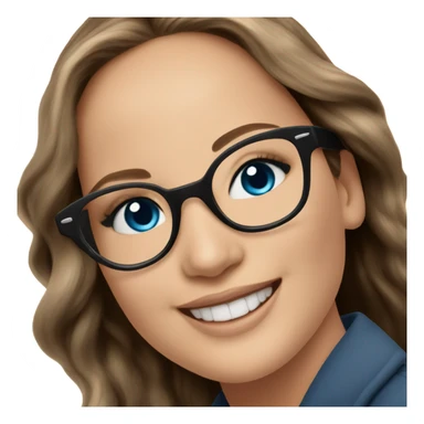 Brunette Jennifer Lawrence wearing black glasses and blue eyes happy  sticker