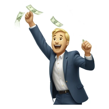 Men throwing money bills sticker