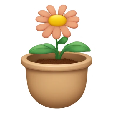 there is a pot in pastel brown colors and there is an indoor flower in it sticker