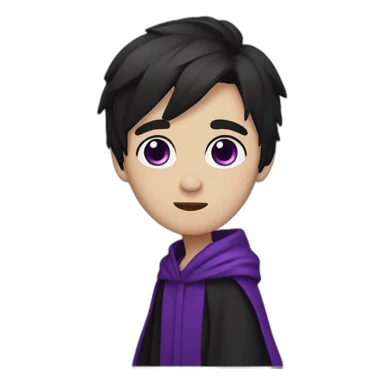 emo with purple eyes short dark hair wearing robes sticker