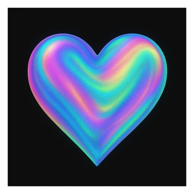 heart with a holographic shimmer, digital illustration sticker
