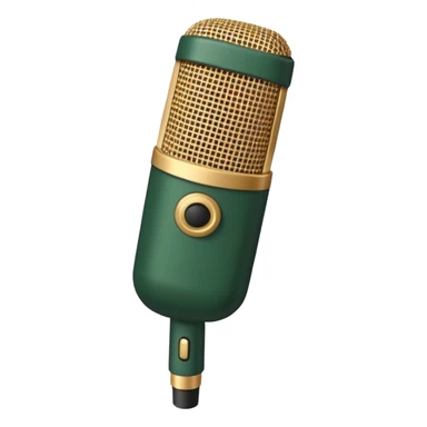 radio microphone, dark green body, beige details, top view, emoji style sticker