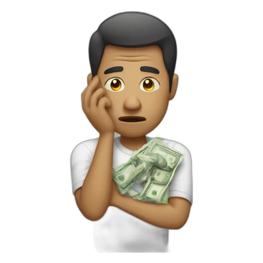 upset man with money sticker