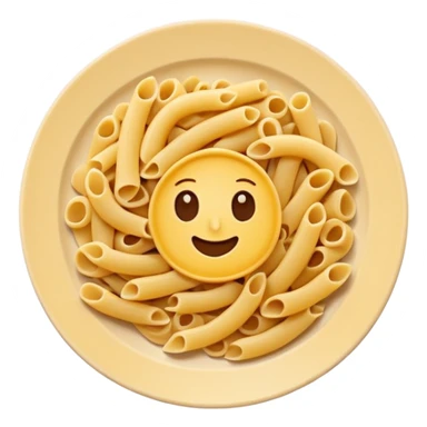 European cuisine humanless avatar in modern emoji-style illustration. Plate with pasta and bread, neutral warm colors, simple shapes, flat design, elegant and friendly. sticker