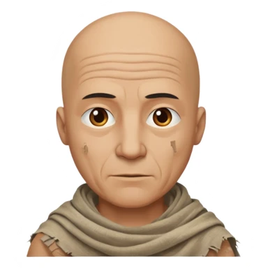 ancient man bold head, tattered cleopath skin cloth sticker