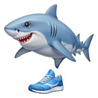 Ase un tiburón con zapatillas azules sticker
