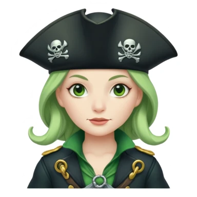 female whale pirate, in green pirate outfit  sticker