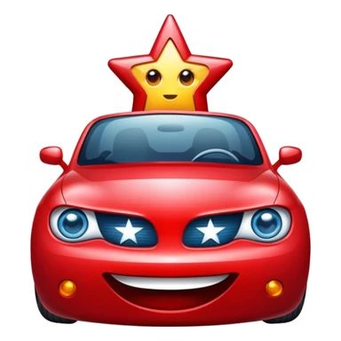 Car with star in the eyes sticker