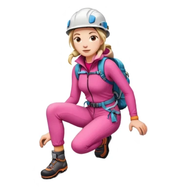 female mountain climber wearing pink clothes sticker
