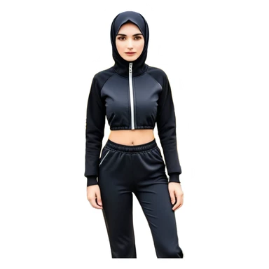 Siyah uzun saçlı siyah ceket  polar ceket ceket gevşek biraz omzundan çıkıyormuş gibi ve bugday ten rengi soltaraftaki omzundan çıkık sadece içinde de siyah crop var crop açık esmer esmer sticker